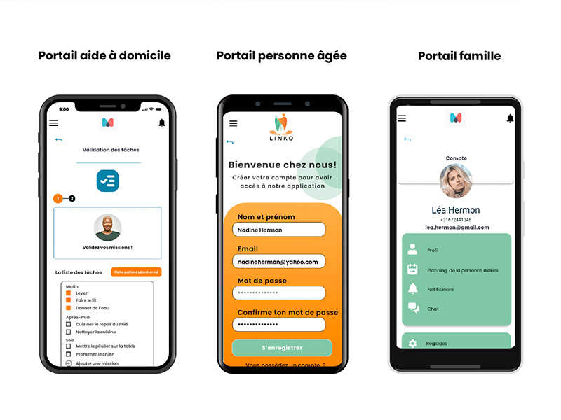 Application mobile écran selon les portails